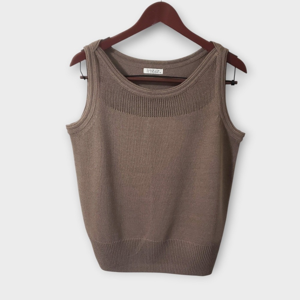 Derek Lam 10 Crosby Linen Blend Knit Sleeveless Tank Top Brown Sz US Medium